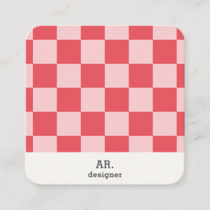 Carré Carte de visite QR Code à carreaux roses