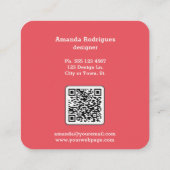 Carré Carte de visite QR Code à carreaux roses (Dos)