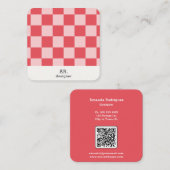 Carré Carte de visite QR Code à carreaux roses (Devant / Derrière)