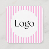 Carré Carte de visite QR Code à rayures roses | Logo per (Devant)