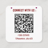 Carré Carte de visite QR Code à rayures roses | Logo per (Dos)