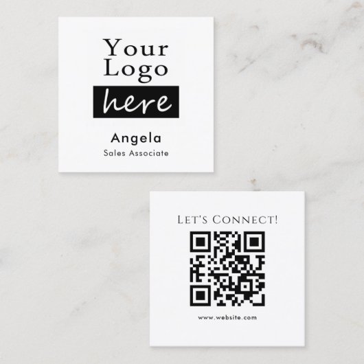 Carré Carte de visite QR Code avec logo simple (Devant / Derrière)
