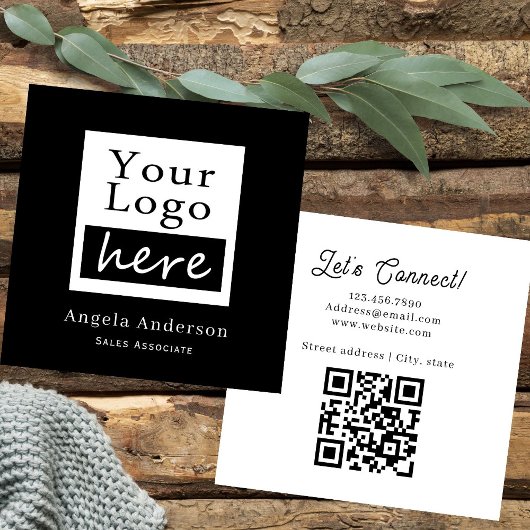 Carré Carte de visite QR Code avec logo simple