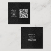 Carré Carte de visite QR Code en cuir noir Logo moderne (Devant / Derrière)