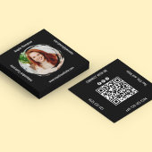 Carré Carte de visite QR Code Noir Connectez-vous avec M