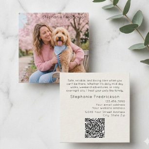 Carré Carte de visite QR Code Photo Garde Chien Promeneu