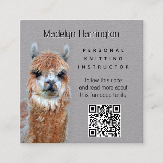 Carré Carte de visite QR code Professeur de tricot au la (Devant)