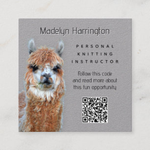Carré Carte de visite QR code Professeur de tricot au la