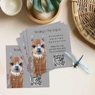 Carré Carte de visite QR code Professeur de tricot Llama