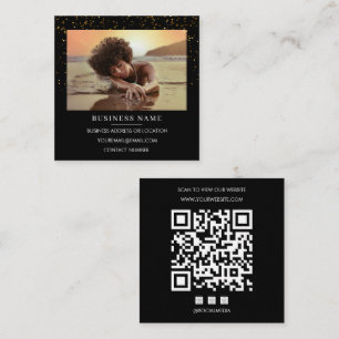 Carré Carte de visite QR Code Réseaux Sociaux Paillettes