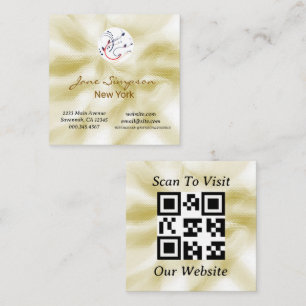 Carré Carte de visite QRCode avec logo doré perlé élégan