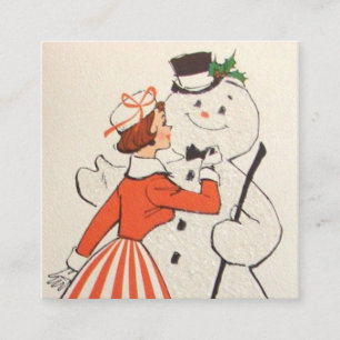 Carré Carte de visite rétro de la vieille dame de Noël
