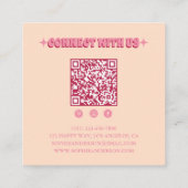 Carré Carte de visite rose rétro groovy avec QR Code (Dos)