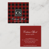 Carré Carte de visite rouge de plaid (Devant / Derrière)