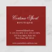 Carré Carte de visite rouge de plaid (Dos)