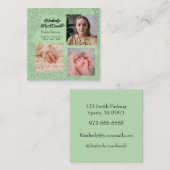 Carré Carte de visite services de doula de script vert s (Devant / Derrière)