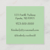 Carré Carte de visite services de doula de script vert s (Dos)