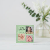 Carré Carte de visite services de doula de script vert s (Debout devant)