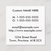 Carré Carte de visite simple, de base, professionnel (Dos)