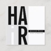 Carré Carte de visite simple de coiffeur noir et blanc (Devant)
