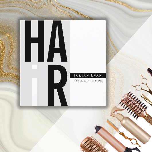 Carré Carte de visite simple de coiffeur noir et blanc