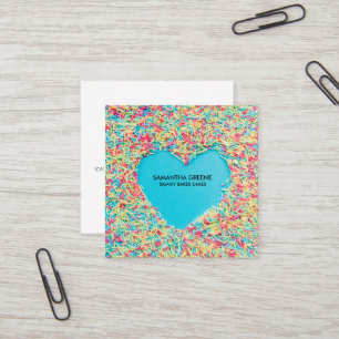Carré Carte de visite Sprinkles   Cœur coloré de paillet
