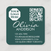 Carré Carte de visite verte premium avec code QR (Devant)