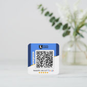 Carré Carte d'évaluation Google avec carte de visite QR (Debout devant)