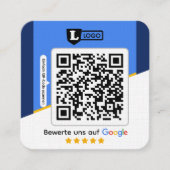 Carré Carte d'évaluation Google avec carte de visite QR (Devant)