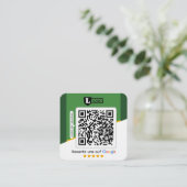 Carré Carte d'évaluation Google avec carte de visite QR (Debout devant)