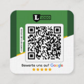 Carré Carte d'évaluation Google avec carte de visite QR (Devant)
