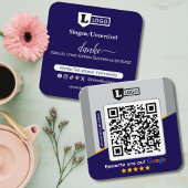 Carré Carte d'évaluation Google avec carte de visite QR