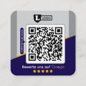 Carré Carte d'évaluation Google avec carte de visite QR (Devant)