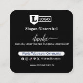 Carré Carte d'évaluation Google avec carte de visite QR (Dos)