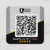 Carré Carte d'évaluation Google avec carte de visite QR (Devant)