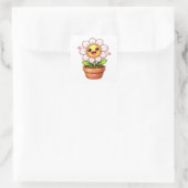 Carré Cartoon flower laughing in pot Sticker (Sac)