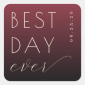 Carré Celebratory Maroon Modern Wedding Sticker (Devant)