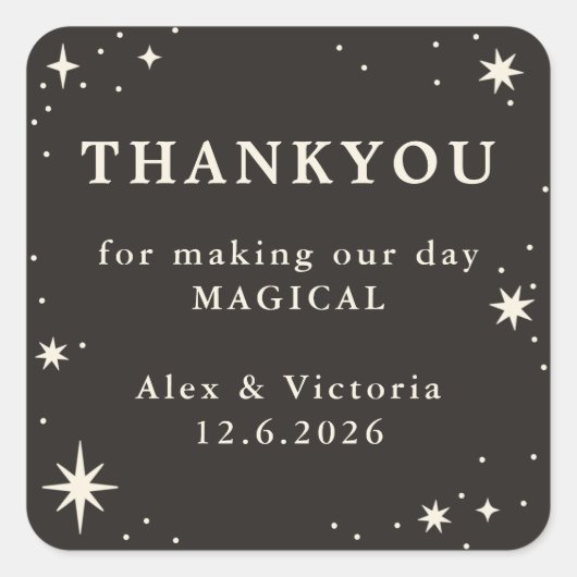 Carré Celestial boho mariage faveur merci sticker (Devant)