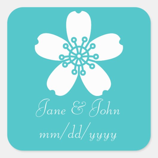 Carré Charming Sakura en Sticker Turquoise (Devant)