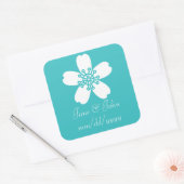 Carré Charming Sakura en Sticker Turquoise (Enveloppe)