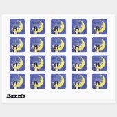 Carré Chat sur le Sticker Lune (Feuille)