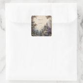 Carré Château dans le Sticker Mariage de la forêt (Sac)
