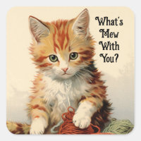 Chaton vintage Avec Sticker En Fil