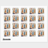 Carré Chats du matin de Noël Sticker rectangulaire (Feuille)
