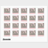 Carré Cherry Blossom Adresse de retour Sticker Mariage (Feuille)