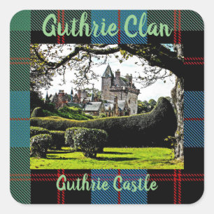 Carré Chic écossais Guthrie Clan, Sticker Tartan Castle