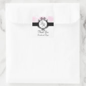 Carré Chic rose Damask Sticker initial Merci Mariage (Sac)