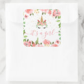 Carré chicorne blanche floral C'est une fille Sticker (Sac)