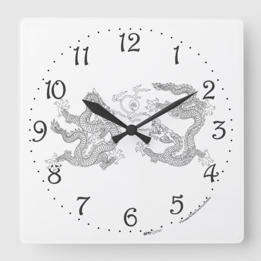 Carré chinois double dragon horloge murale (Recto)
