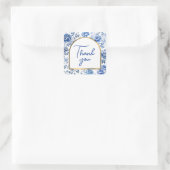 Carré Chinoiserie fleurs bleues merci sticker (Sac)